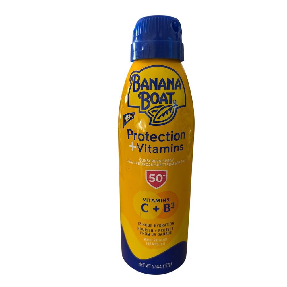 New Banana Boat Protection & Vitamins C & B SPF 50+ Sunscreen Spray size 4.5 oz